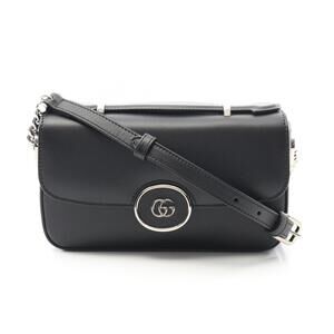 Gucci Double GG Shoulder Bag Leather Black